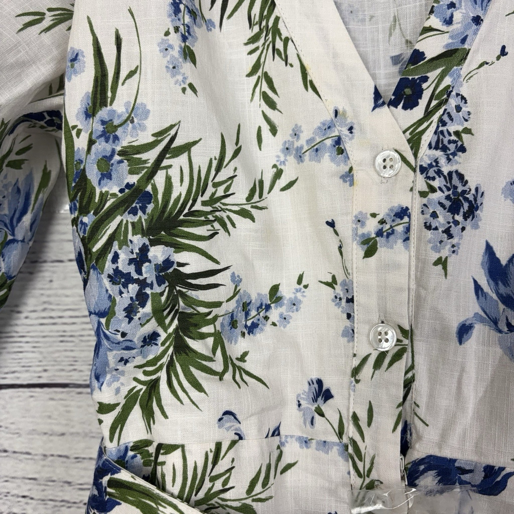 Veronica Beard Dewey Floral Cotton Gauze Dress v-Neck Belted tiered Mini Size 8 - Picture 7 of 8